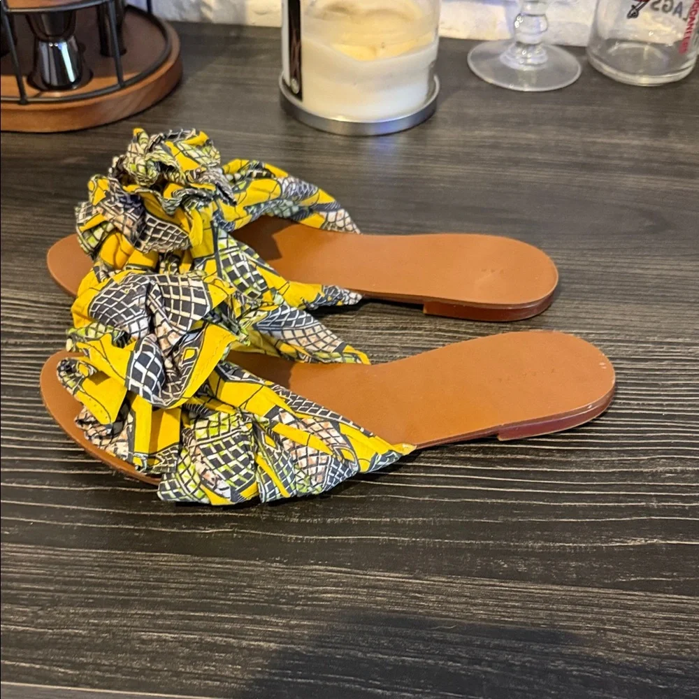 Zara Yellow and Black exotic print Women's Sandals - Picture 2 of 5